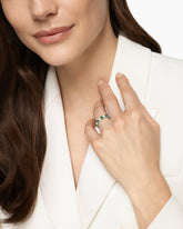 DY Eden Partway Band Ring in Platinum with Tsavorites and Diamonds, 3.4mm